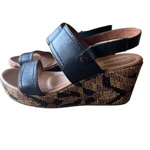 Rockport Cobb Hill Erika Slingback Wedges Sandals Comfort Black Sz 8.5